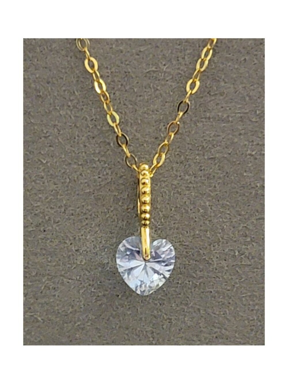 Dainty Blue Heart Necklace Sterling Silver Gold Plated CZ NWT